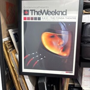 Black and Orange Art Poster with Futuristic Design
